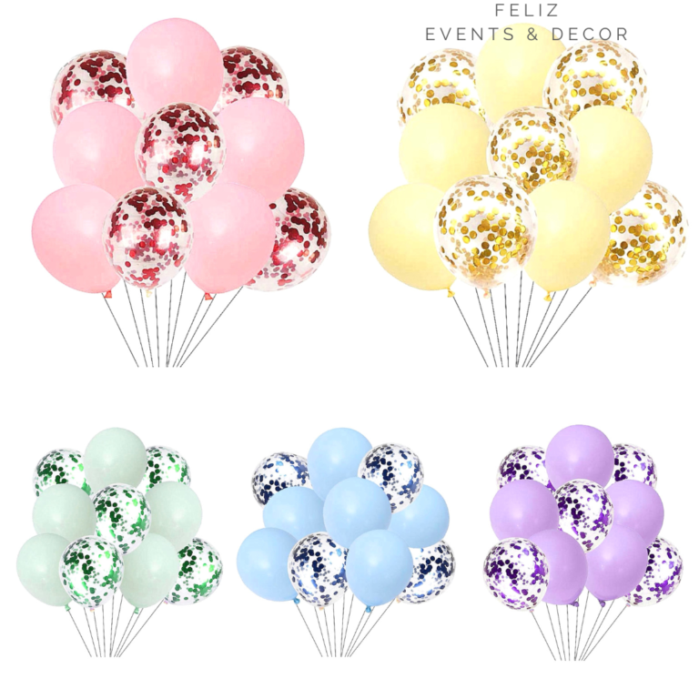 馬卡龍閃片氣球束 - B013｜Pastel confetti balloon bouquet - B013