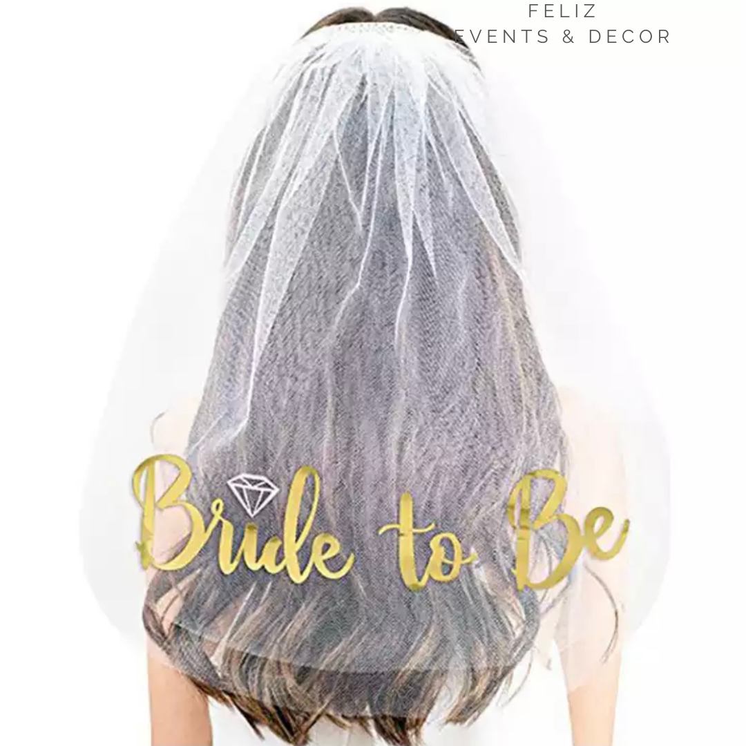 Bride to be white veil, bachelorette party accessory, bridal shower veil, wedding party headpiece, 準新娘頭紗, 婚前派對飾品.