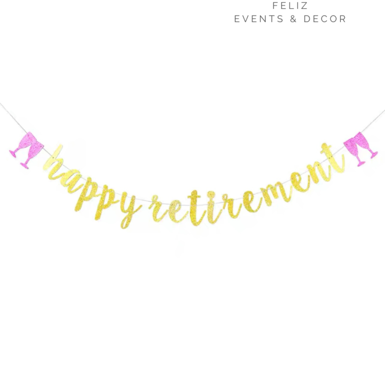 happy retirement開心退休公司告別閃粉橫幅拉旗｜happy retirement company farewell glitter garland flag banner：圖片 2