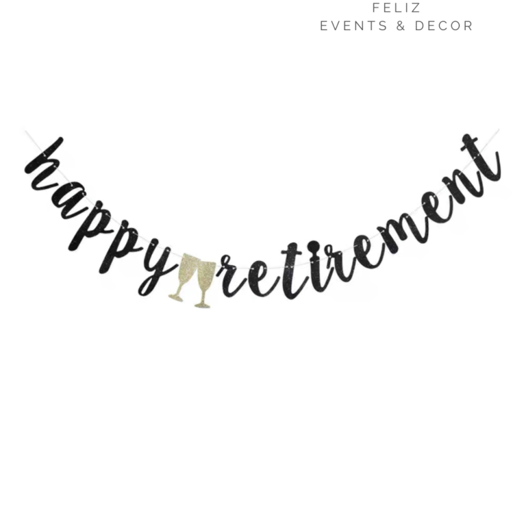 happy retirement開心退休公司告別閃粉橫幅拉旗｜happy retirement company farewell glitter garland flag banner