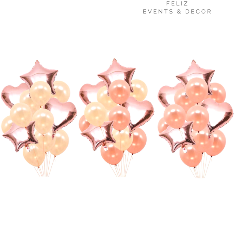 心形星形玫瑰金氣球束 - B005｜Heart & star rose gold balloon bouquet - B005