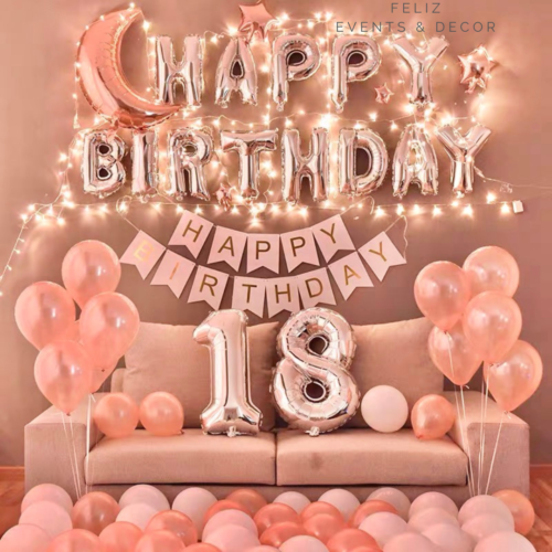Classic Pink and Rose Gold Starry Moon Balloon Set Hong Kong, Rose Gold Moon Foil Balloon, Silver Number Balloons, Pearl Rose Gold and Matte White Balloons, Romantic Birthday Decor HK, Proposal Decoration Hong Kong, 經典粉嫩玫瑰金星月派對佈置套裝，香港玫瑰金月亮氣球，銀色數字氣球，珠光玫瑰金氣球，香港求婚佈置，生日派對上門佈置服務。