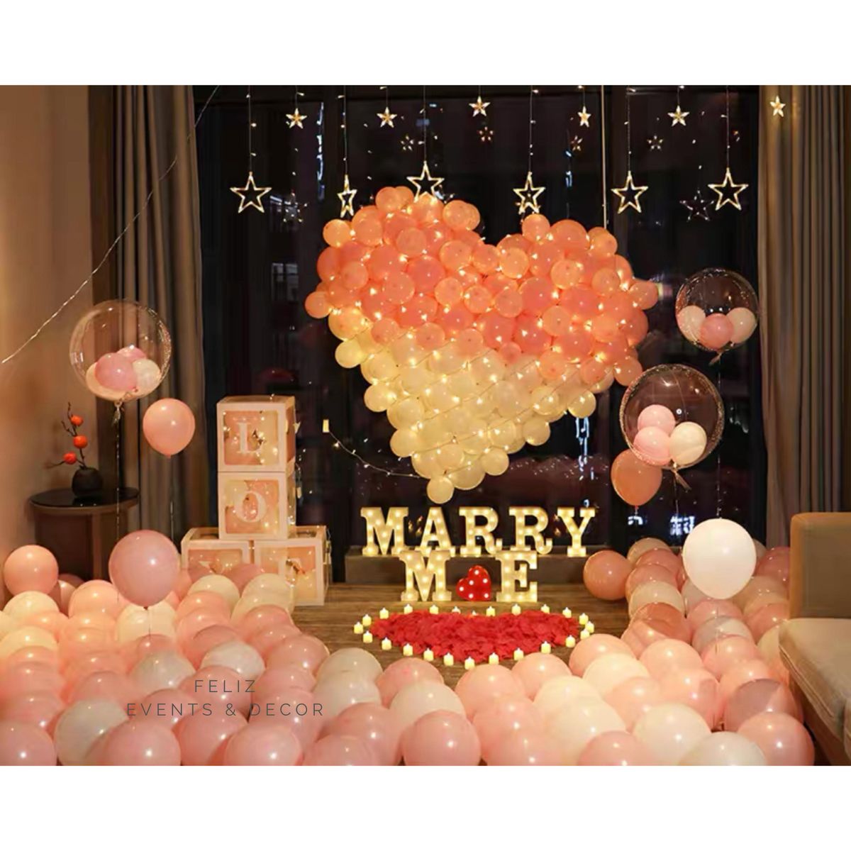 Luxury Marry Me Proposal Decoration Hong Kong, Giant Heart Balloon Wall, Customized Bubble Balloons, Marquee Lights, Pink and White Theme, Hotel Proposal Setup, 香港豪華求婚佈置, 巨型心形氣球牆, 客製化水晶氣球, MARRY ME 燈牌, 專人上門佈置。