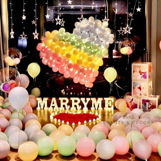 Rainbow Macaron Proposal Decoration Hong Kong, Marry Me Lights, Giant Heart Balloon, Love Balloon Box, LED Candles, 香港求婚佈置, 馬卡龍氣球, 專人上門佈置。