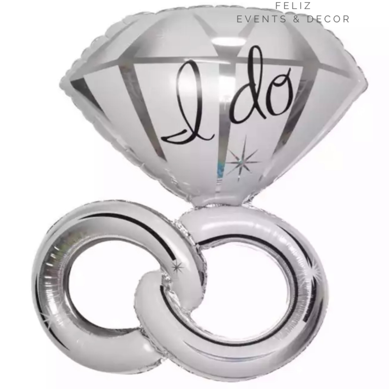 銀色I do求婚鑽石戒指鋁膜氣球｜Silver I do marry me diamond ring foil balloon